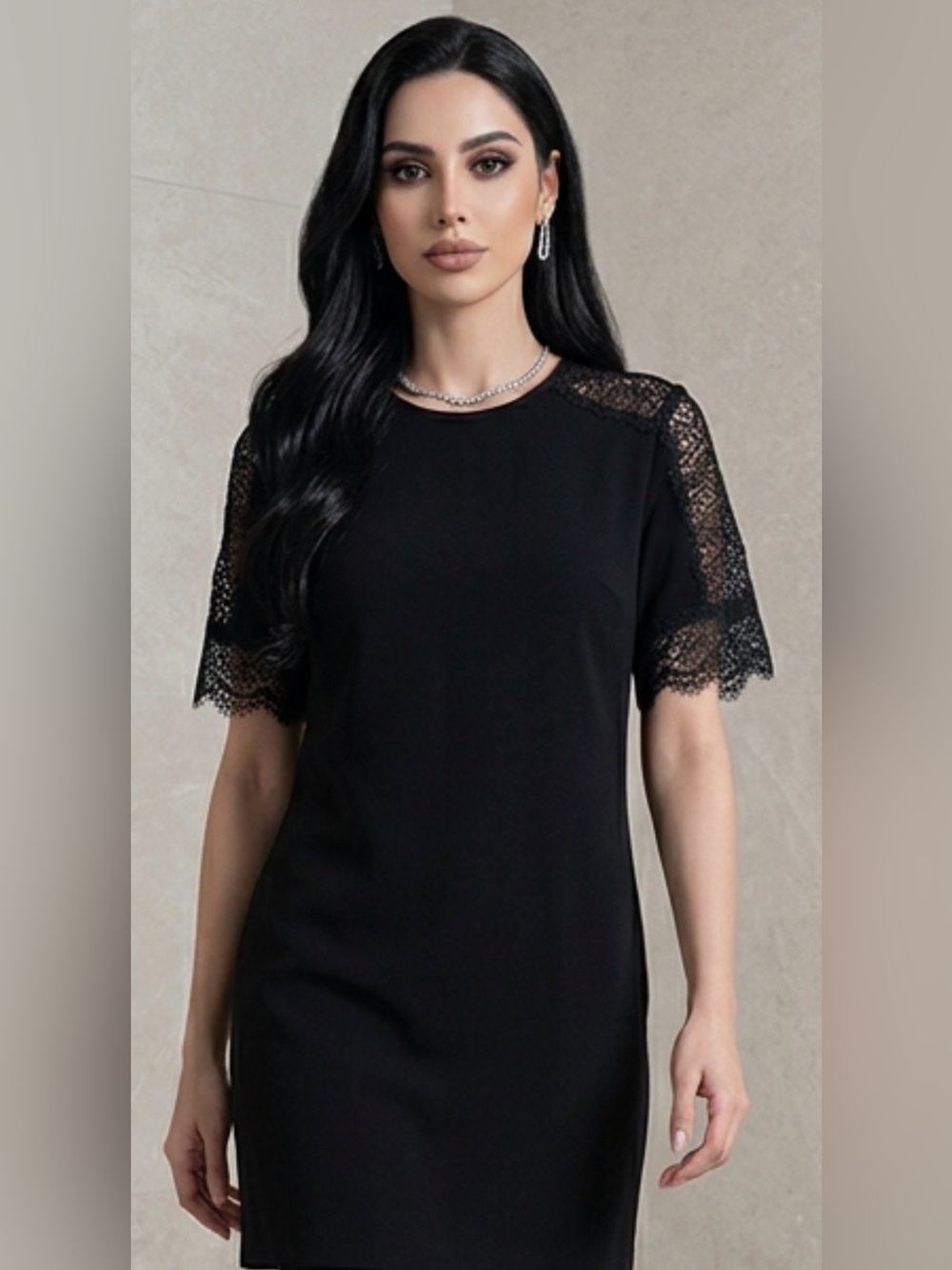Endless Rose Little Black Dress lace sleeves size L